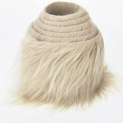 Kunstfell Band Kunstpelz Fellstoff, MUSLONG zotteligen Pelz Stoff Schnitte flauschige Pelz Patches ideal zum Basteln, Nähen, Dekorieren | Dekoband Plüsch Trim Stoffrolle, 10x150cm (Beige)