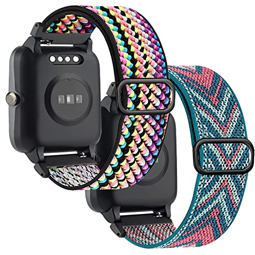 [2 Pack]Ersatzarmband Kompatibel mit Veryfitpro ID205L Watch , 19mm Dehnbare Nylonbänder mit Blackview ID205L/Yamay ID205L/Letsfit ID205L/Willful ID205L/Letscom ID205L/Fitpolo ID205L/Grv ID205L.