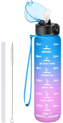 GOPPUS rinkflasche, Sport Trinkflasche, [BPA-frei Tritan] 1L/500ML/750ML Auslaufsicher Sport Wasserflasche, Sportflasche für Fahrrad, Camping, Yoga, Gym (1 Flasche)