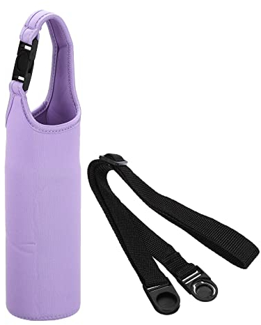 PATIKIL 67mmx185mm Water Bottle Sling Bag, 1 Pack Neoprene Portable Insulated Bottle Holder Carrier with Removable Adjustable Shoulder Strap, Light Purple