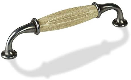 SOTECH Porzellangriff META Möbelgriff Porzellan Altsilberoptik krakeliert BA 128 mm