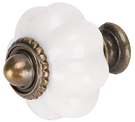 Cyrank 10 Stück Schrankknöpfe, Möbelknöpfe, Weißer Kürbis, Knöpfe für Schränke, Schranktürknöpfe, Kommodenknöpfe, Schrankgriffe Vintage, Schubladenknöpfe Für Küchenmöbel, Vintage-Griffe