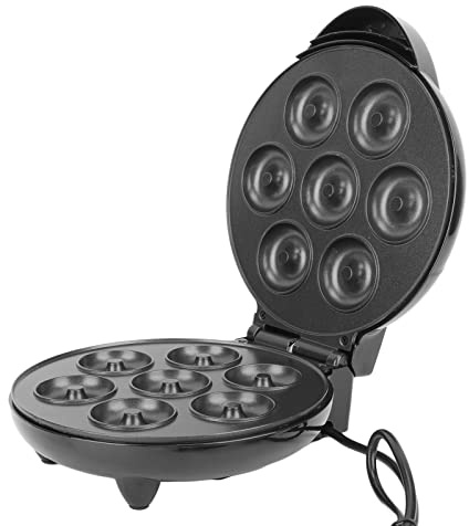 Asixxsix Donut Maker, 1000W Antihaft-Oberfläche Mini Donut Maker Maschine doppelseitige Heizung elektrische Donut Maker, Macht 7 Donuts, für Kinder Frühstück Snacks Desserts, für Home Baker (Schwarz)