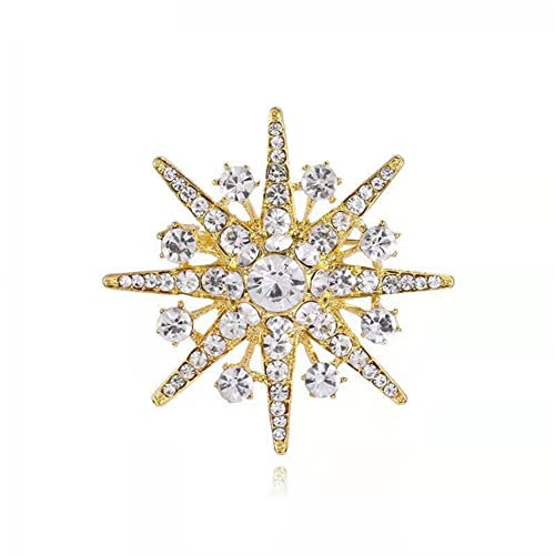 Star Brooch Sparkly Crystal Eight-pointed Star Elegant Brooch Pin Winter Snowflake Baroque Brooch Bride Wedding Party Birthday for Women Lapel Pins Dress Suit Bouquet Accessories Jewelry Art Deco