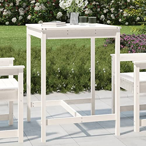 Tidyard Gartentisch Terrassentisch Balkontisch Holztisch Esstisch Gartenmöbel Tisch Garten Terrasse Balkon Weiß 82,5x82,5x110 cm Massivholz Kiefer