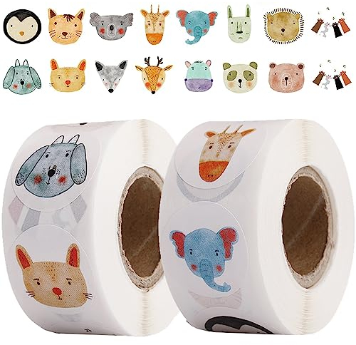 1000 Stück Motivationsaufkleber für Kinder, Belohnungssticker, Lehrer Animal Sticker Aufkleber Kinder, Tier Aufkleber Animal Sticker Rolle Dekoration Aufkleber für Schulen, Klassenzimmer, Zuhause