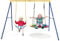 KOMFOTTEU Columpio Infantil con Soporte de Metal 249x185x181,5cm, Columpio Doble para Niños con Cuerdas Ajustables, Columpio Exterior en Forma A con Carga 300 kg para Niños 3+ para Jardín, Patio