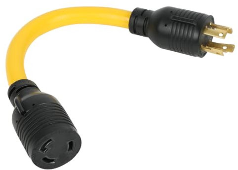 NEMA L14-30P to L6-30R Charger Power Adapter Cable, 30 Amp Adapter, 4 Prong to 3 Prong Locking Connection, Male Plug to Twist Lock, Female Plug, Cable