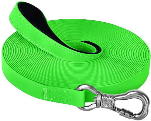 X XBEN Wasserdicht Schleppleine für Hunde, 25M Gummierte Schleppleine mit Abschließbarer Karabine, Hundeleine Laufleine für Mittlere Große Hunde, Robuste Trainingsleine, mit Handschlaufe