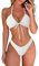 DOULAFASS Damen Bikini Set Sexy Bikini Brazilian Style Niedriger Taille String Triangel 2tlg Bikini Weiß S