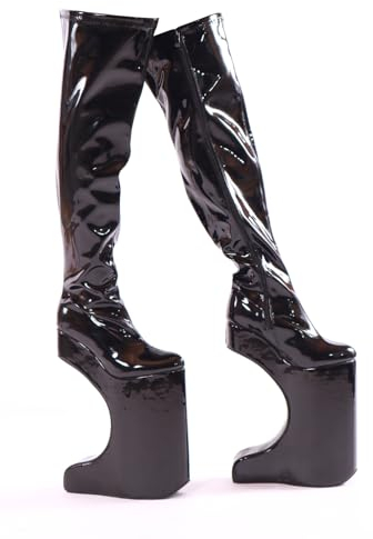 Kassiopeya Drag Queen High Heels mit Halbmond Heel schwarz oder rot (Schwarz, EU Schuhgrößensystem, Erwachsene, Herren, Numerisch, M, 46)