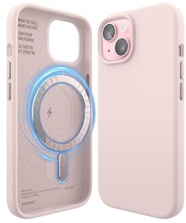 elago Magnetische Silikonhülle Kompatibel mit iPhone 15 Hülle, Kompatibel mit MagSafe Alles Zubehör, Integrierte Magnete, Premium Silikon, Ganzkörper Schutzhülle [5 Lagige Struktur] (Lovely Rosa)