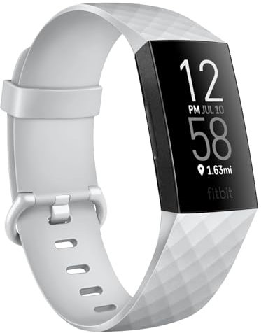 Vancle Silikon Sport Ersatzarmband für Fitbit Charge 4/3/SE - Damen und Herren (L, Silbergrau)