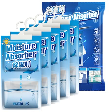 CONOPU 5 Packs x 248 g Dehumidifiers Disposable, Moisture Absorber, Hanging Dehumidifier Bags, Dehumidifiers for Wardrobe, Cupboards, Bedrooms, Washrooms, Eliminate Unpleasant Odors