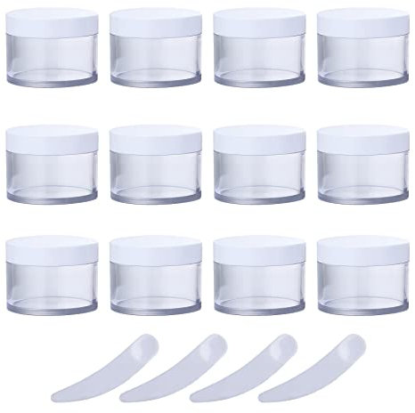 Frascos vacíos con tapa, tarro de cosméticos, B0CL9K6JLCPaquete de 12, frascos de cosméticos de plástico transparente vacíos de 200 g con tapa de rosca, recipiente de 200 ml for crema de lociones de m