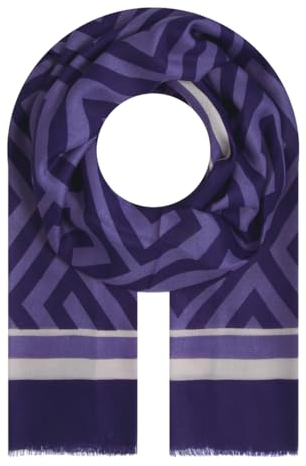 Majea Damen Halstuch Tuch Kopftuch Schal Damen-Schal Tücher Damen Stola (880031) (Lila 24) mit Grafischem Muster, Feine Fransenkante, Fließend Weich, 50% Viskose, 180cm x 90cm