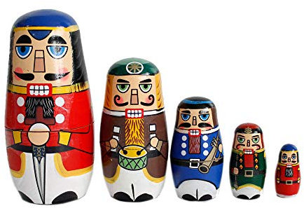 Oostifun Colourful Handmade Wooden Nesting Doll Russian Doll Kits Xmas Decoration (Nutcracker Soldier)