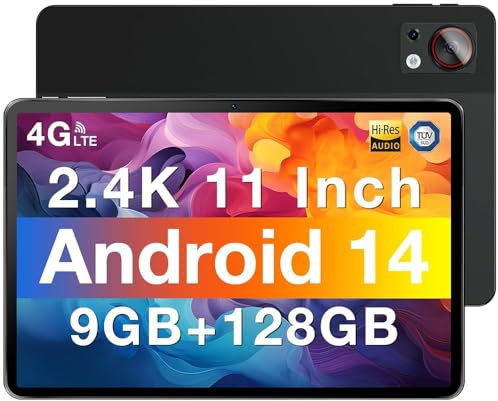 DOOGEE T30SE Tablette 11 Pouces, Android 14 Tablette Tactile 8580mAh 9GB+128GB ROM(TF 1TB) Octa Core 4G LTE +5G WiFi Tablet PC, 2.4K IPS Écran/13MP+5MP/OTG/GPS/BT5.0/TÜV, Noir