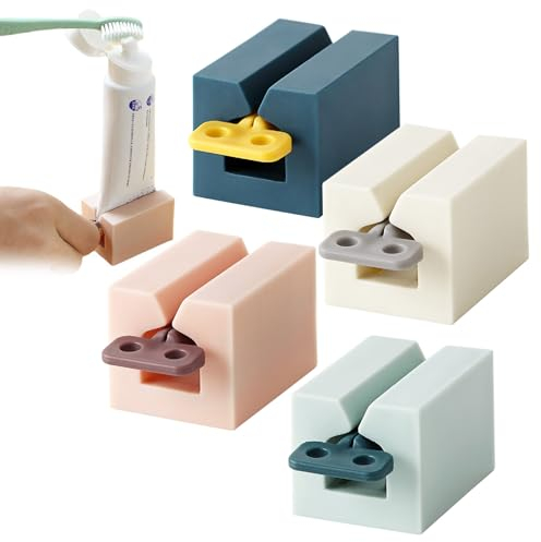 LEOEASIY 4 Stück Zahnpasta Quetscher Tubenquetscher für Alle Tube Toothpaste Squeezer Rolling Tube Zahnpasta-Quetscher mit Gefrosteten Griffen Spart Zahnpasta 4 Farben