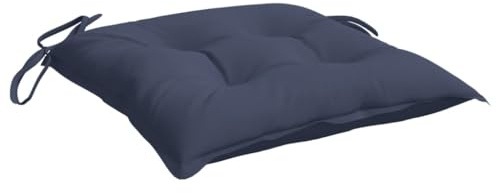 vidaXL Stuhlkissen 2 STK., Sitzkissen mit Hohlfasern, Dekokissen mit Schnüren für Außen Innen, Kissen Sitzpolster, Marineblau Oxford-Gewebe