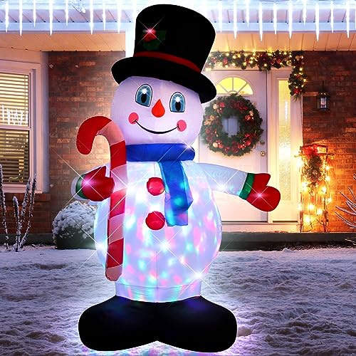 Pupazzo di neve gonfiabile natalizio con luci a LED, decorazione natalizia per interni ed esterni, decorazione natalizia per feste di Natale, casa, giardino (multicolore)