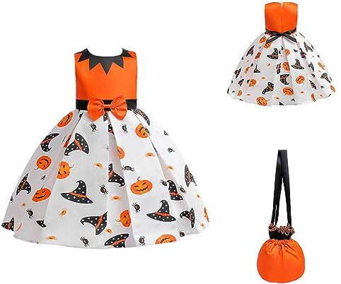 Vestito Halloween Bambina 8 Anni - Costume Strega, Zucca, Pipistrello, Vampiro, Malefica - Travestimento Cosplay Abbigliamento Neonati
