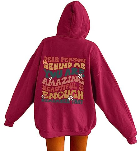 Generisch Oversize Kapuzenpullover Damen Streetwear Pullover Oberteile Pulli Kapuzesweatshirt Lässig Sweatshirt mit Kapuze Aufdruck Locker Mode Y2K Winter Langarm Teenager Vintage Hoodie
