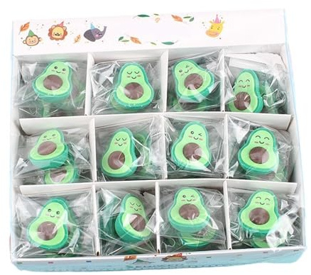 Radiergummi in Cartoon-Avocado-Form, niedlicher kleiner Chip-Radierer, Lernzubehör, verschiedene Haare, 10 Stück