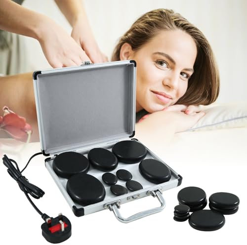 Hot Stones Massage Kit with Heater, 9 Pcs Portable Electric Hot Stones Massage Set, Hot Rocks Basalt Massage Stones for Home Spa Warming Relaxing