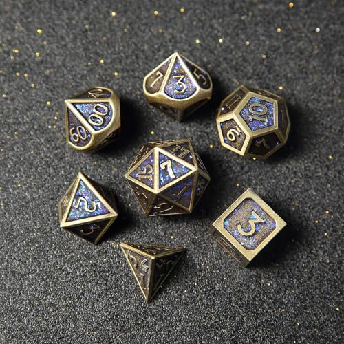 DND Dados Metal Juego Dado Poliédrico Dados D&D 7 Piezas para Mazmorras y Dragones Pathfinder RPG MTG D4 D6 D8 D10 D12 D20 D%
