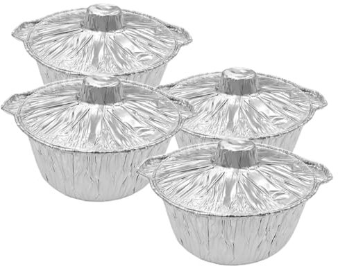 CRILSTYLEO 4piezas Bandejas Desechables De Recipientes Para Cocinar y Perfectos Para Bbq y Picnics Resisten Altas Tapa