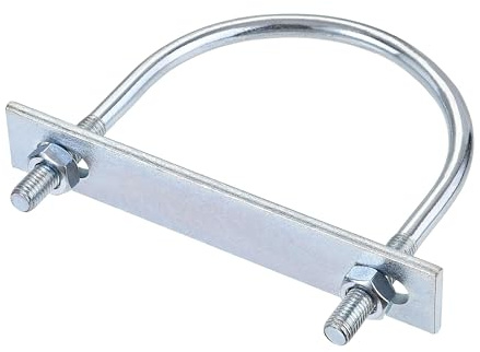 MACHSWON Runde U-Bolzen, verzinkter Stahllegierung, M10, U-Bolzen, 108 mm Innenbreite 140 mm Länge, mit Muttern und Rahmenplatte für Autos, Boote, Anhänger, 1 Set