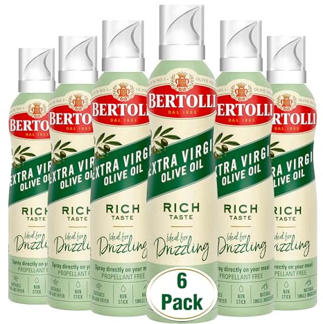 Bertolli Olio Extra Vergine di Oliva Spray, Aroma Ricco, 140 ml, Confezione da 6