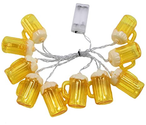 FONDOTIN 2m Beer Mug Lichterkette Mit Leds Batteriebetriebene Dekoration Für Bierpartys Lange Lichterkette Für Stimmungsvolle Atmosphäre Kinderzimmer Garten Und Restaurant