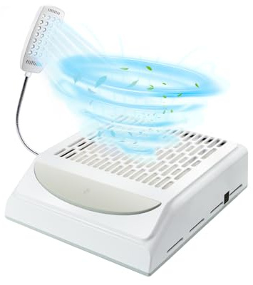 IUHFSIFS Upgrade Staubabsaugung Für Nägel Mit Filter【Doppelte Super Suction 100W/6500RPM】Saugstarke Leistungsstarke Nagelstaubabsaugung – Leicht Zu Reinigen Ein Sieb*2 Maniküre zu Hause (Weiß)