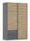 Rauch Möbel Stoke, Schwebetürenschrank, Garderobe, 2-türig, 2 Schubladen, Zubehör Premium, 4 Einlegeböden, Türdämpfer, Farbe Eiche Artisan/Grau metallic, Holz, Schwarz, 131x210x59cm