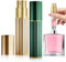 Traimber-seven Perfume Atomiser, 5ml Refillable Perfume Bottle, Gold+Green Aluminium Mini Atomiser Spray Bottle, Efficient Nano Spray Nozzle