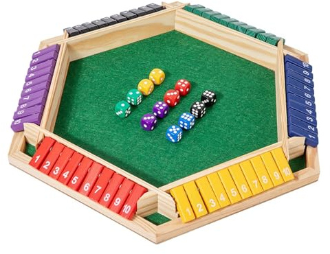 Würfelspiel Shut The Box – Würfelspiel Shut The Box, Würfelspiel aus Holz mit Zahlen | Gesellschaftsspiel für 6 Spieler, Mathe-Spiele auf Familientisch aus Holz, Mathematische Zahlenspiele P