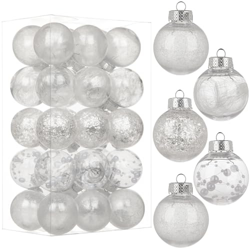 30PCS 50mm Dekorative Weihnachtsbaumkugeln, Weihnachtskugeln, Glitter Christbaumschmuck zarten Dekorationen für Weihnachtsbaum, Weihnachtshochzeitsfeier