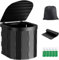 Portable Foldable Travel Toilet with 12 Packs of Waste Solidifier & 20 Disposable Clean-Up Bags – Compact, Lightweight, and Hygienic Solution for Camping, Hiking, and Emergency Use（Black）