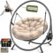 KESSER® Hamaca colgante con estructura, columpio colgante, hasta 150 kg, para interior y exterior, incluye cojín y bolsillo lateral, cesta colgante, estructura de acero y cojín de espuma, ideal para
