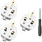 13 Amp Plug UK, 3 pin plug uk with 1pc screwdrivers, 13amp plug UK, UK Plug 250V, Plugs 3 pin with Cord Grip Electric Plugs UK (3 PACK White)
