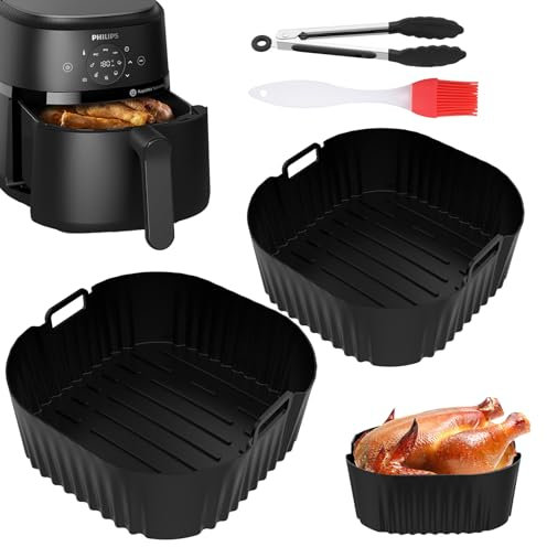 2pcs Moule Air Fryer Silicone pour Philips 4.2L NA229/00 & NA320/00, Accessoires Air Fryer 4.2L - Plat Résistant 200°C, 4 Pack Accessoires pour Friteuses