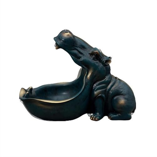 JHIALG Hippo Fruit Plate, Key Bowl for Hallways Hippo Candy Dish Wide Mouth Resin Funny Candy Dish Multi-Functional Decorative Bowl for Remote Controls Keys Cell Phones Candies