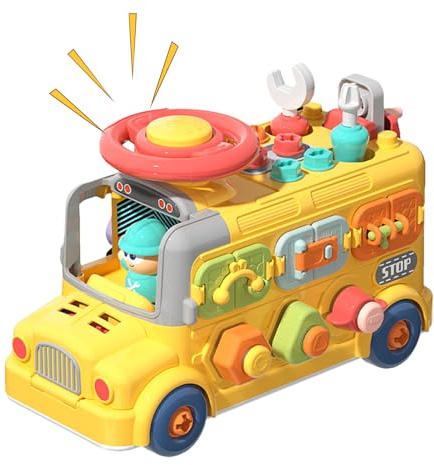 Générique Activité Busy Cube – Aktivitätswürfel für Kleinkinder, Bus-Form, Spielzeug, Aktivitätswürfel zum Lernen der Feinmotorik, für Zuhause, Schule, Kindergarten