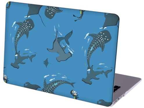 Compatible with MacBook Air 13 inch Retina Display with Touch ID, Hard Shell Case with Keyboard Cover and Screen Protector (M1 A2337 A2179 A1932, 2018-2020 Release) - Whale Shark MD4983