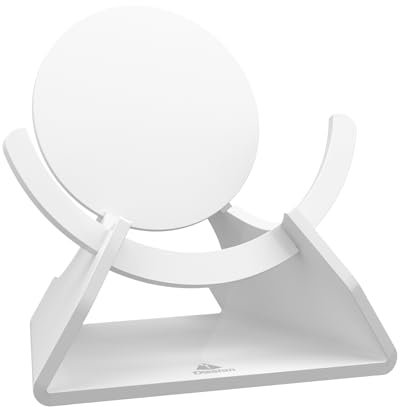 Desktop-Ständer für Google Nest Mini-Lautsprecher, Acryl Aufrechte Halterung mit rutschfester Basis, geneigtes Design & Kabelmanagement für stabiles Laden (Weiß)