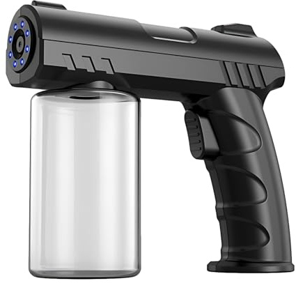 wkao Blue Light Mist Pistola pulverizadora, 280 ml, recargable de mano, batería de 1200 mAh, negro, desinfección de alcohol para plantas, diseño ergonómico, uso doméstico portátil