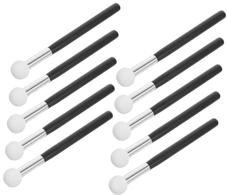 VICASKY Lot de 10 Pinceaux Éponge Ronds Correcteurs Petit Pinceau Mousse Manches Noirs pour Maquillage Visage Femmes Application Précise et Estompage Professionnel
