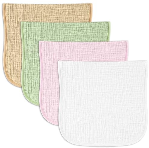 Babyspjäll av muslin, 4-pack – ultramjukt och absorberande, återanvändbara bomullsdukar för pojkar och flickor – omistlig för nyfödda för att slinta och skälla (makaron)